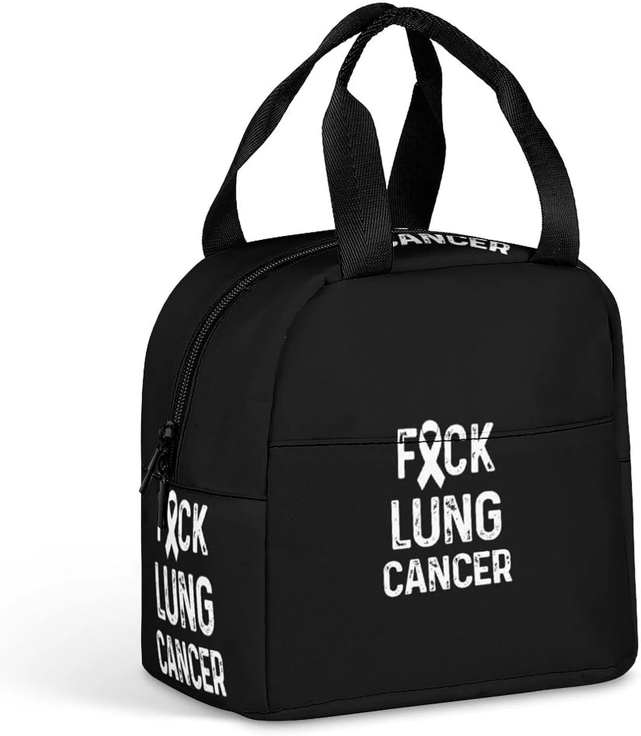 Fuck Lung Cancer Insulated Meal Tote Bag Portable Lunch Box Container Food Handbags for Men Women