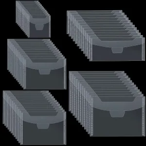 Fumete 60 Pcs Plastic Stamp and Die Storage Bag 5 Sizes Clear Scrapbooking Storage Envelopes Die Cuts Pockets for Craft Cutting Stencil Stamp Paper Card Organizer