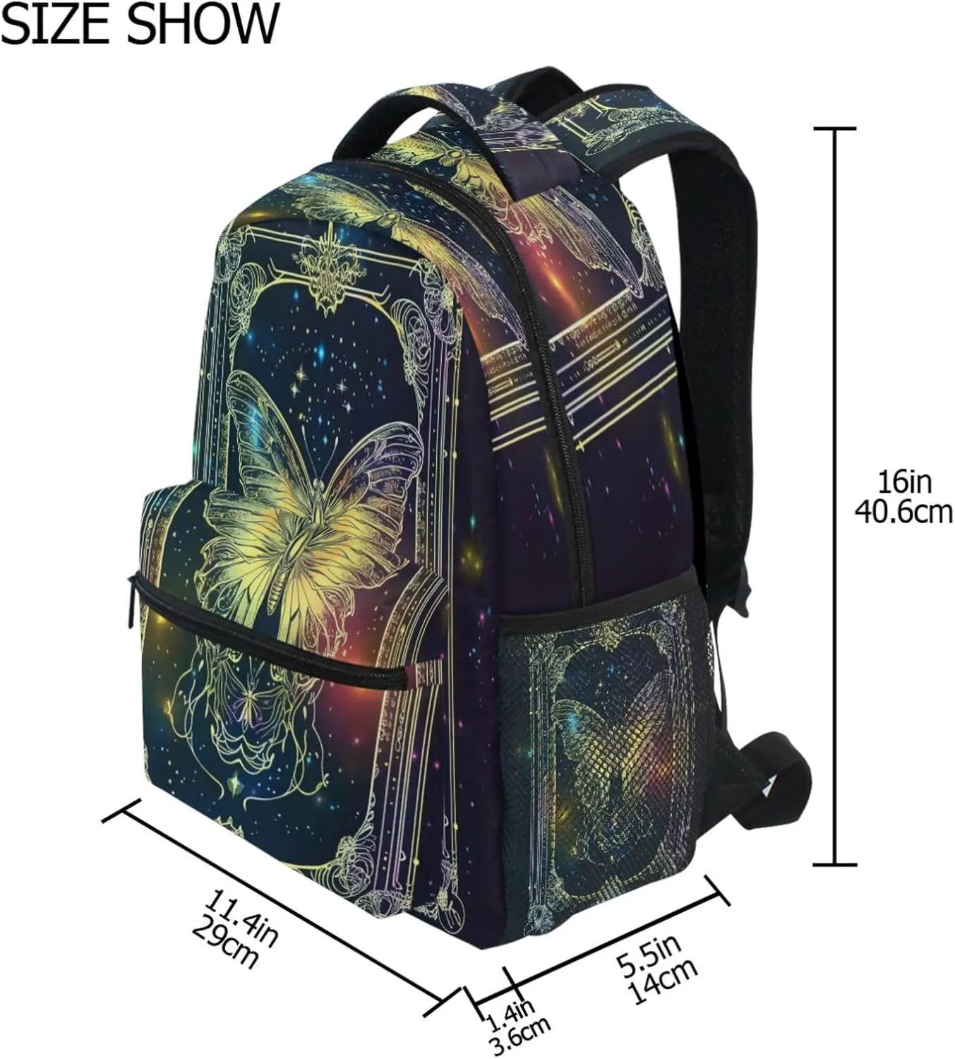 Fun Backpack for Teacher Nurse Waterproof Sports Backpack with Chest Strap for Business Work College Travel Trip Butterfly