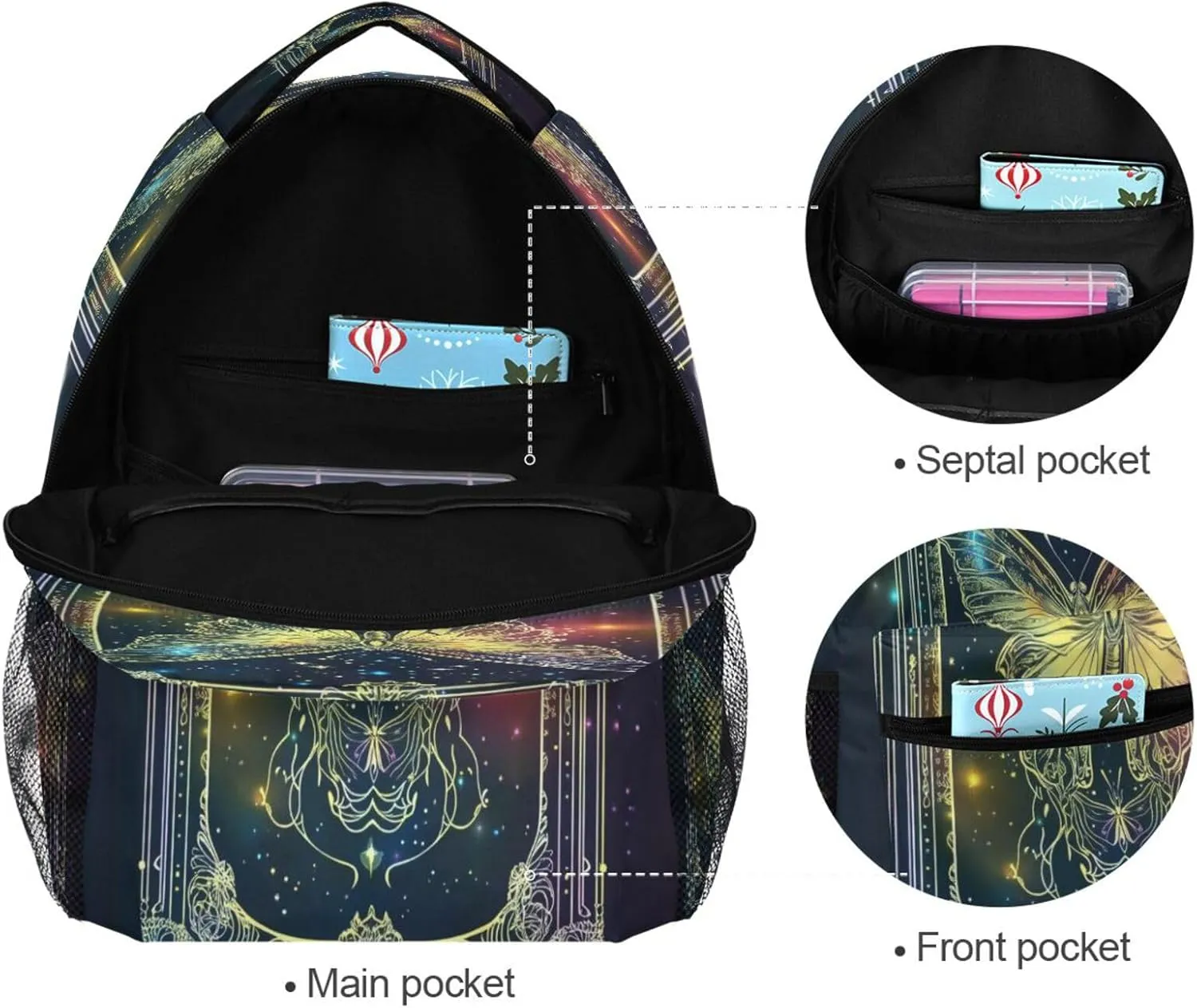 Fun Backpack for Teacher Nurse Waterproof Sports Backpack with Chest Strap for Business Work College Travel Trip Butterfly