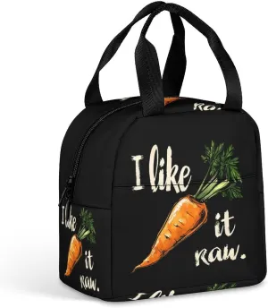 Funny Joke I Like It Raw Carrot Reusable Lunch Bag Insulated Lunch Tote Box Cooler Food Handbags Case for Women Men