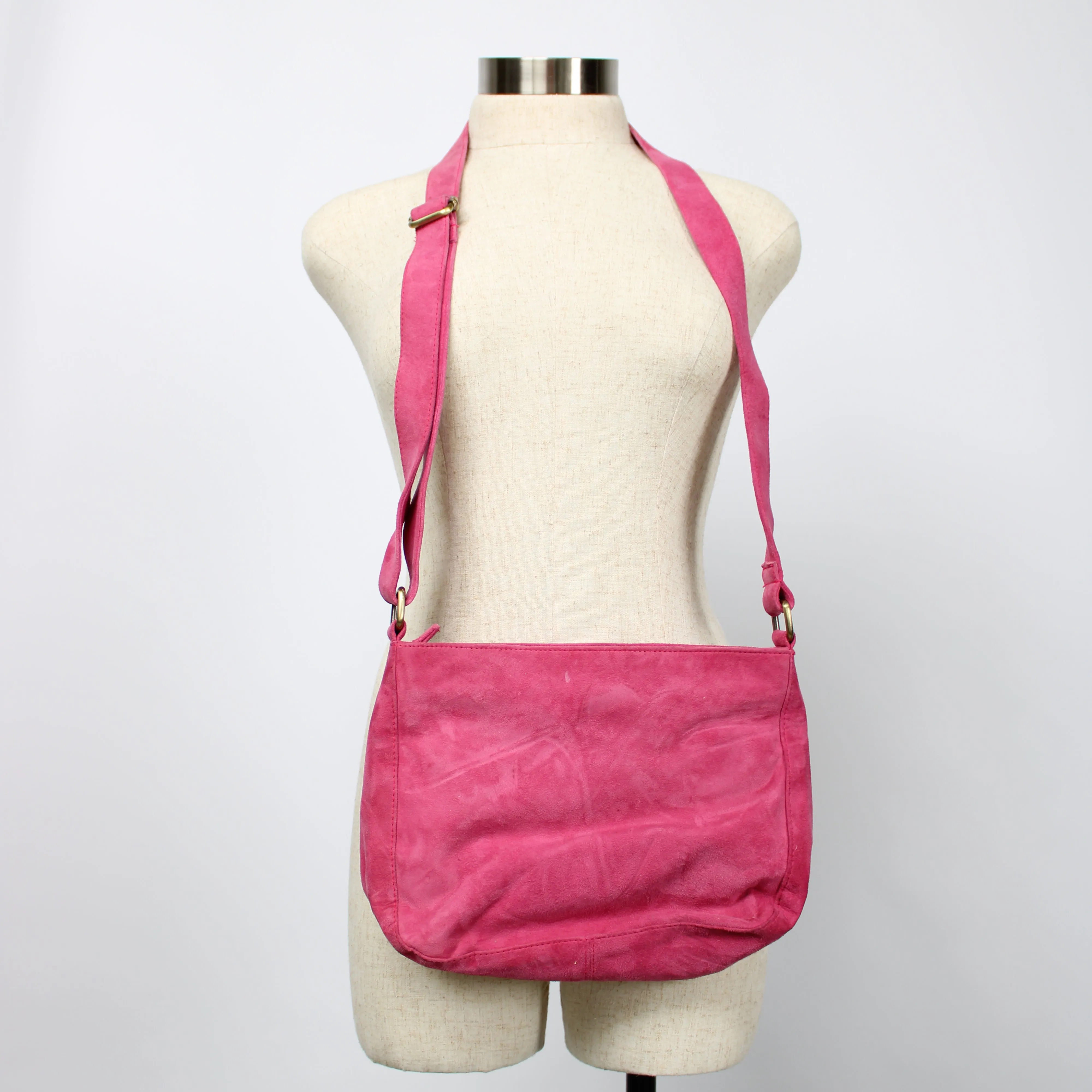 Fusha Pink Velvet Crossbody Bag