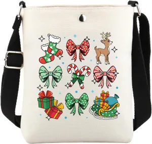 FUSTMW Christmas Crossbody Bags for Women Merry Christmas Gifts Xmas Gifts Small Bucket Bag Purse with Shoulder Strap