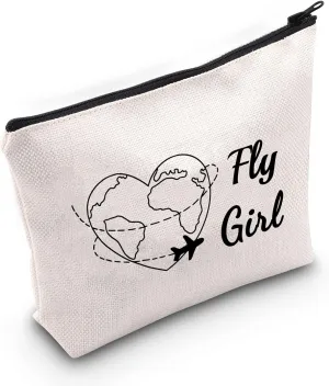 G2TUP F G Makeup Bag Flight Attendant Cosmetic Bag Airplane Attendant Gift Cabin Crew Gift Stewardess Makeup Travel Pouch with Zipper
