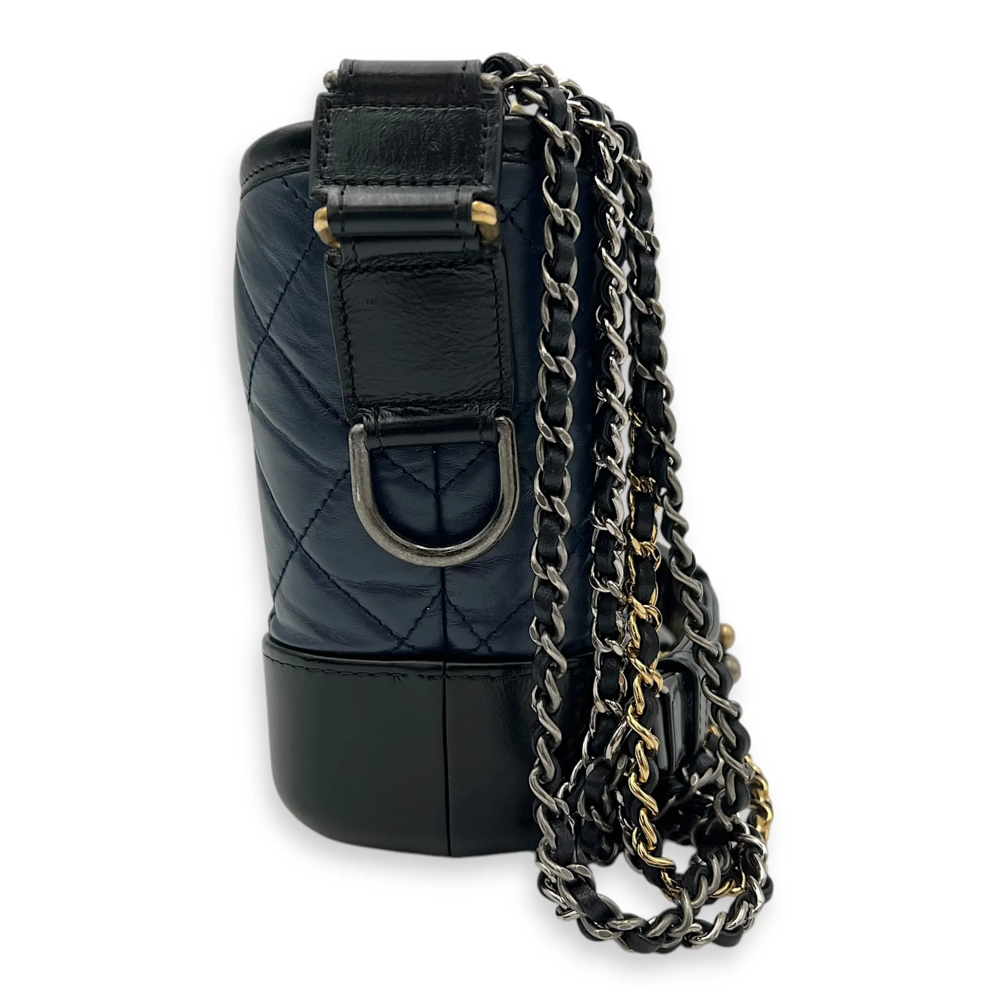 Gabrielle Crossbody Bag Small Blue in Calfskin, Mixed hardware