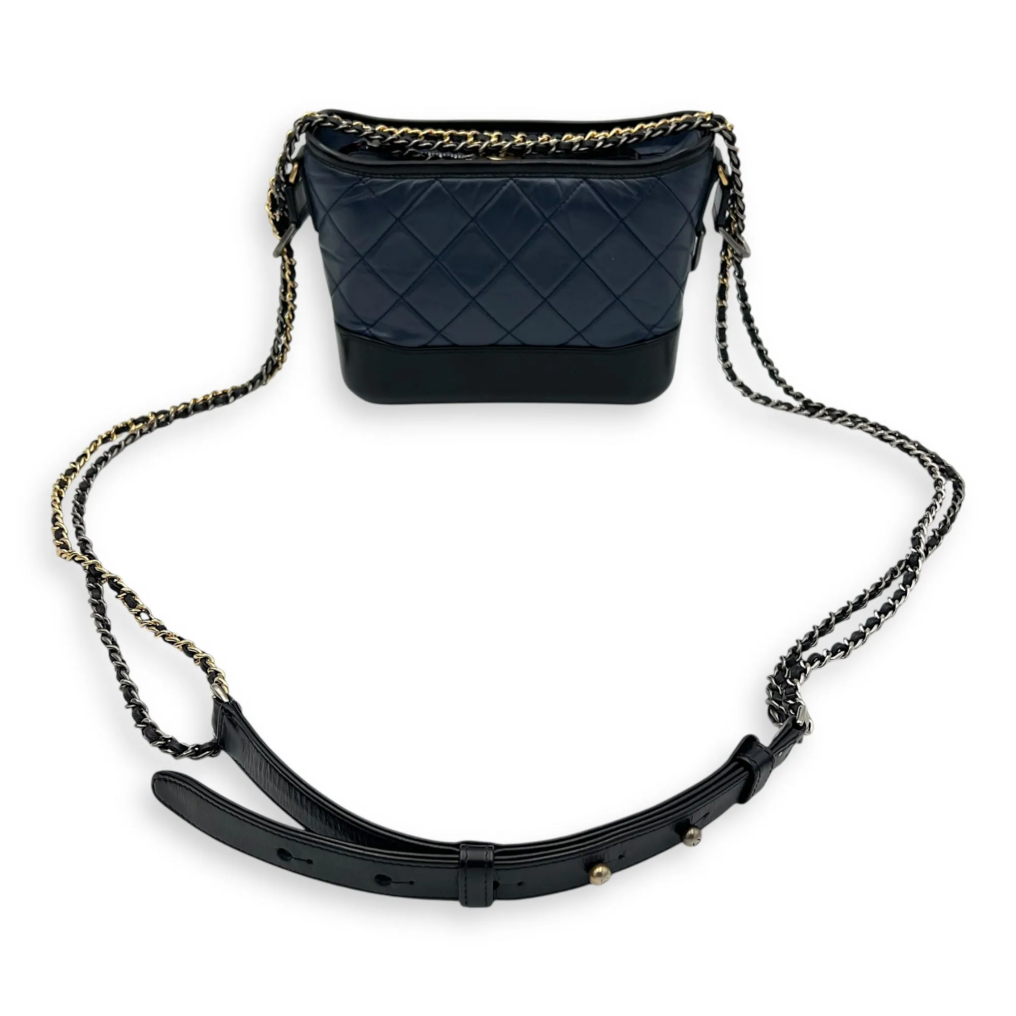 Gabrielle Crossbody Bag Small Blue in Calfskin, Mixed hardware
