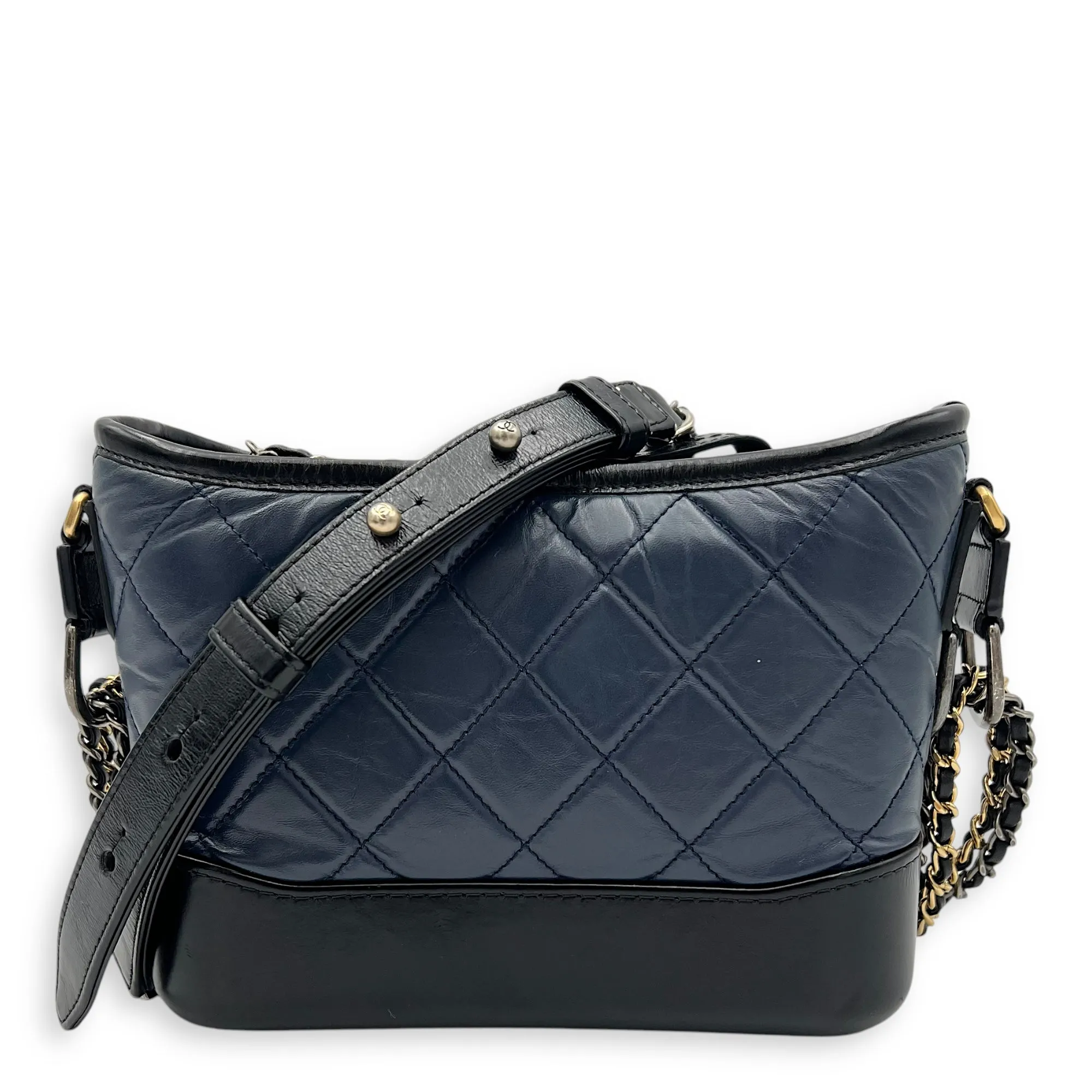 Gabrielle Crossbody Bag Small Blue in Calfskin, Mixed hardware