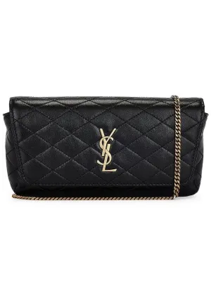 Gaby Last-minute opportunity Black Laurent Leather Saint Chain Privacy-protected Quilting Bag Cross