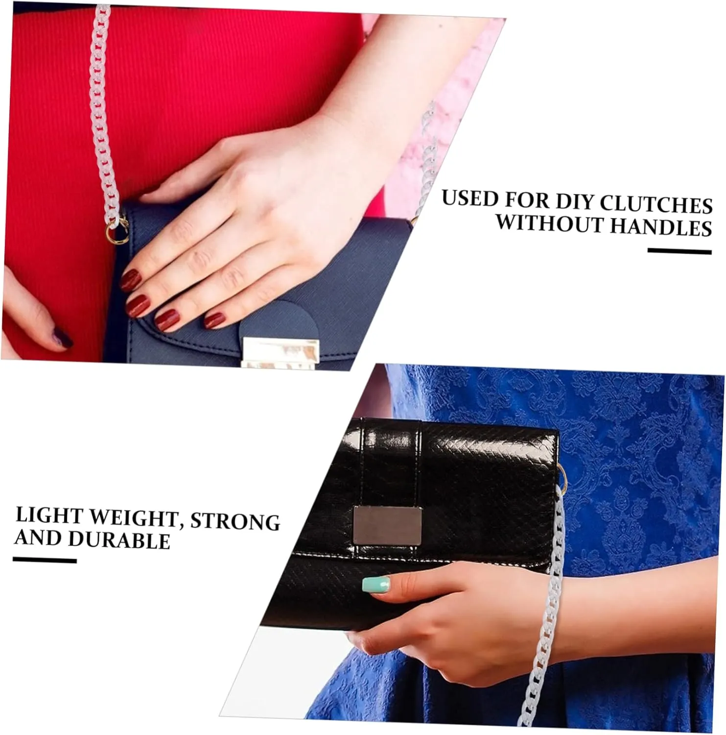 Gadpiparty 1Pc Chic Acrylic Bag Chain Accessory for Women Transparent Spring Buckle Versatile Handbag Strap for Handbags Shoulder Bags Stylish Durable Replacement