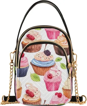 GAIGEO Beautiful Pink Cupcakes Lady Crossbody Bag, Long Strap Crossbody Bag, Crossbody Purse for Women