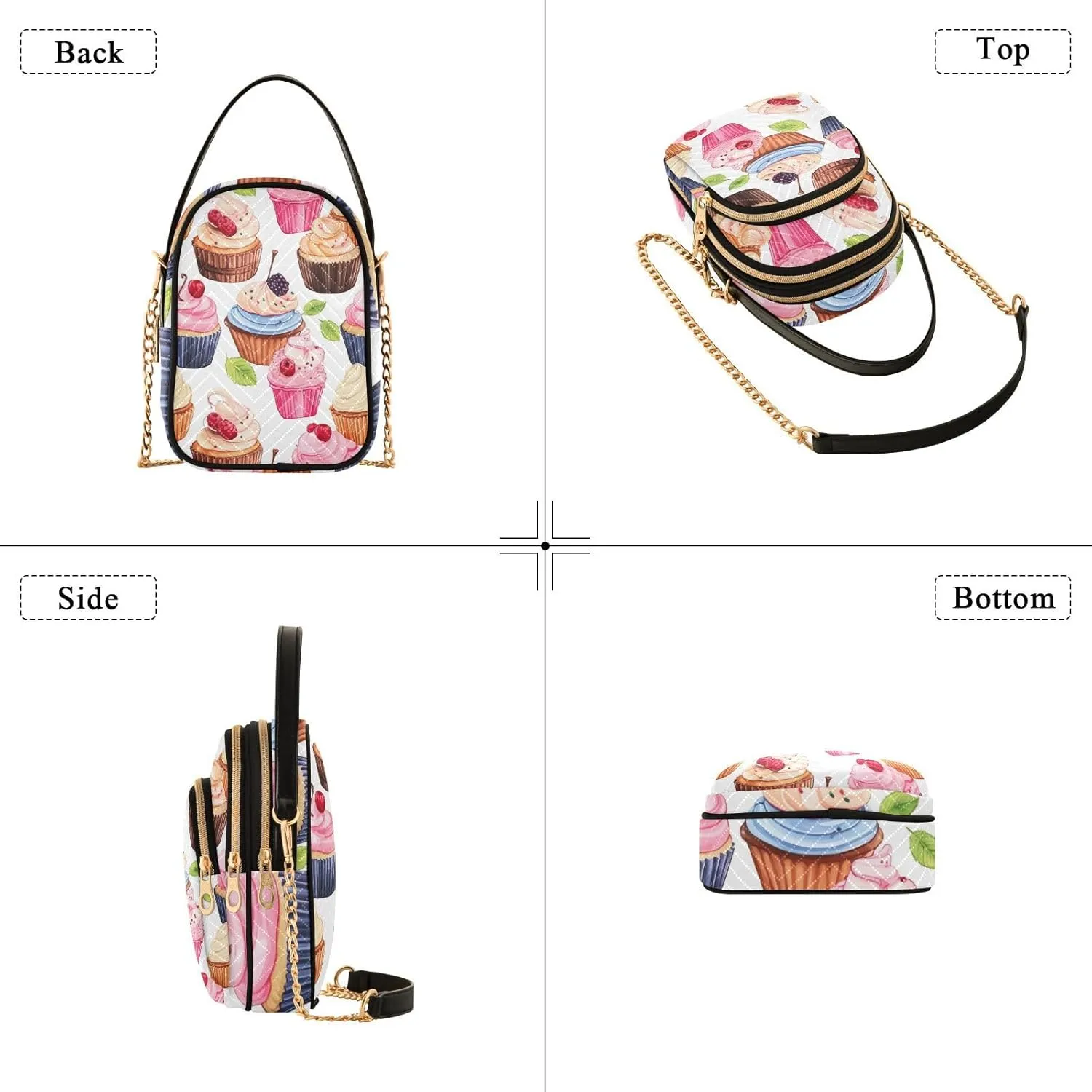 GAIGEO Beautiful Pink Cupcakes Lady Crossbody Bag, Long Strap Crossbody Bag, Crossbody Purse for Women