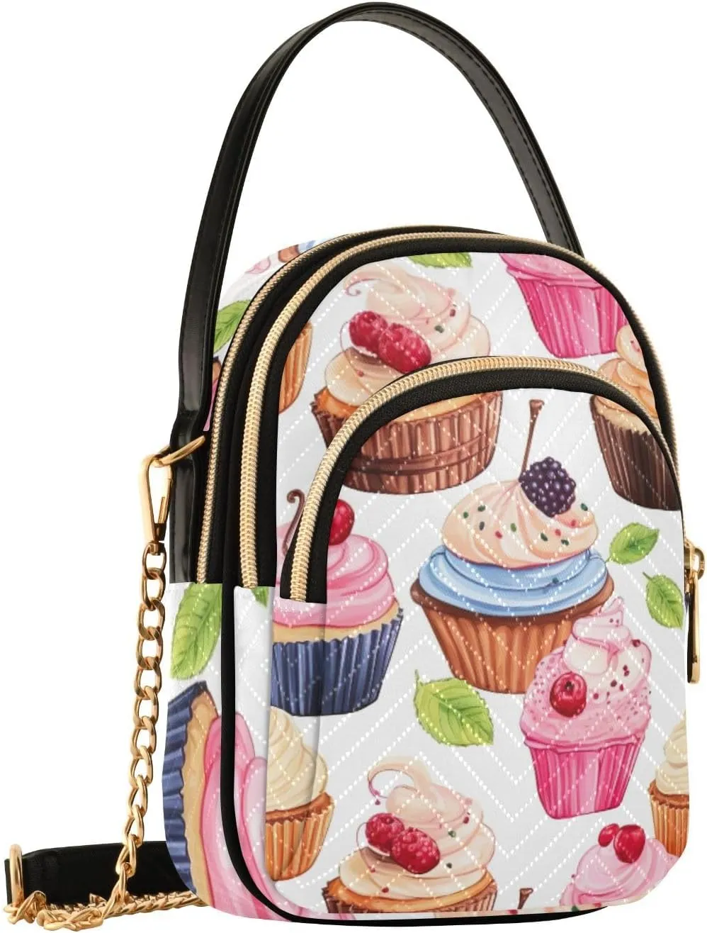 GAIGEO Beautiful Pink Cupcakes Lady Crossbody Bag, Long Strap Crossbody Bag, Crossbody Purse for Women