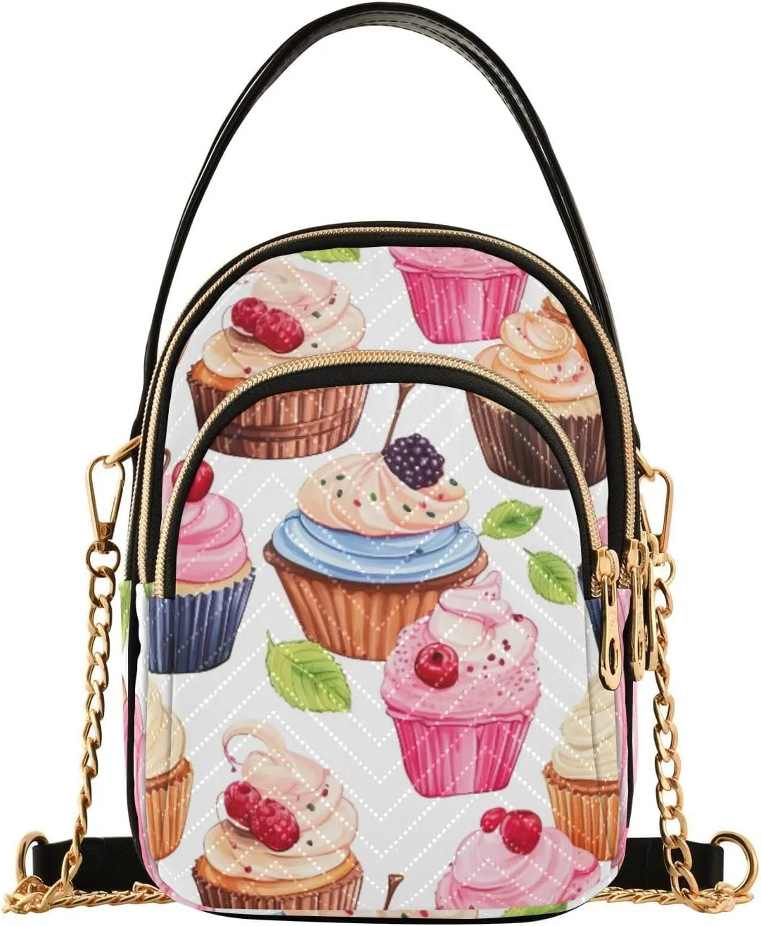 GAIGEO Beautiful Pink Cupcakes Lady Crossbody Bag, Long Strap Crossbody Bag, Crossbody Purse for Women