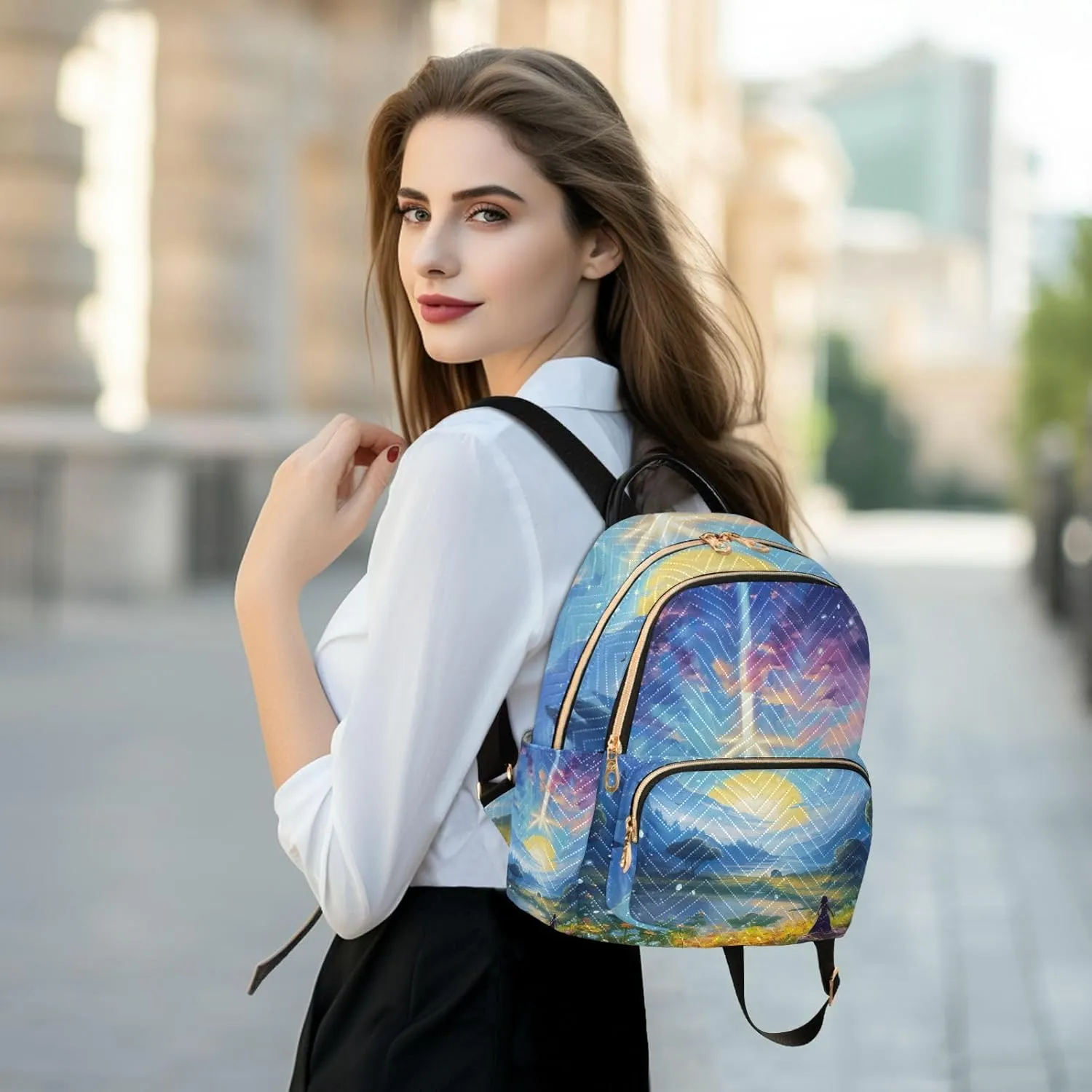 GAIGEO Fantasy World Flower Sea Women Fashion Backpacks, Women's Travel Backpack, Fashionable Backpack for Women, M