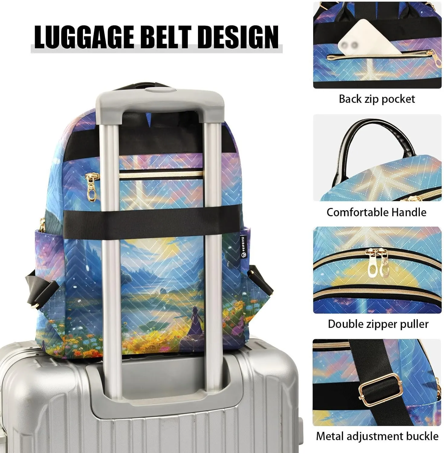 GAIGEO Fantasy World Flower Sea Women Fashion Backpacks, Women's Travel Backpack, Fashionable Backpack for Women, M