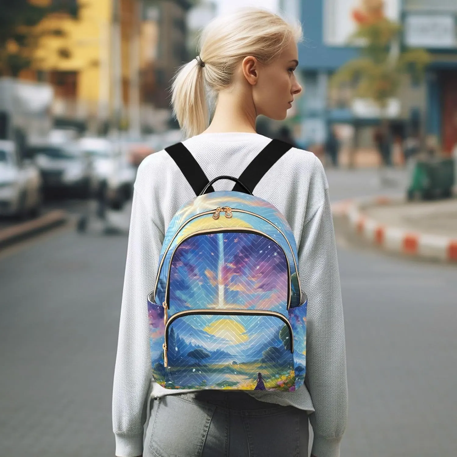 GAIGEO Fantasy World Flower Sea Women Fashion Backpacks, Women's Travel Backpack, Fashionable Backpack for Women, M