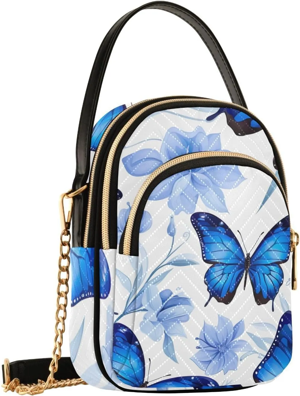 GAIGEO Flowers on a Light Green Crossbody Purse with Long Strap, Shoulder Handbag, Crossbody Bag for Woman