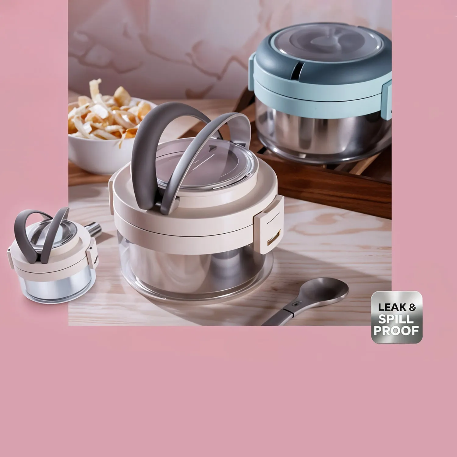 Ganesh Tiara 400ml Stainless Steel Insulated Lunch Box With Leakproof Lid  Folding Spoon