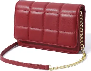GEEAD Small Purses for Women Trendy Quilted Leather Mini Crossbody Wallet Chain Little Shoulder Phone Purse Evening Bag