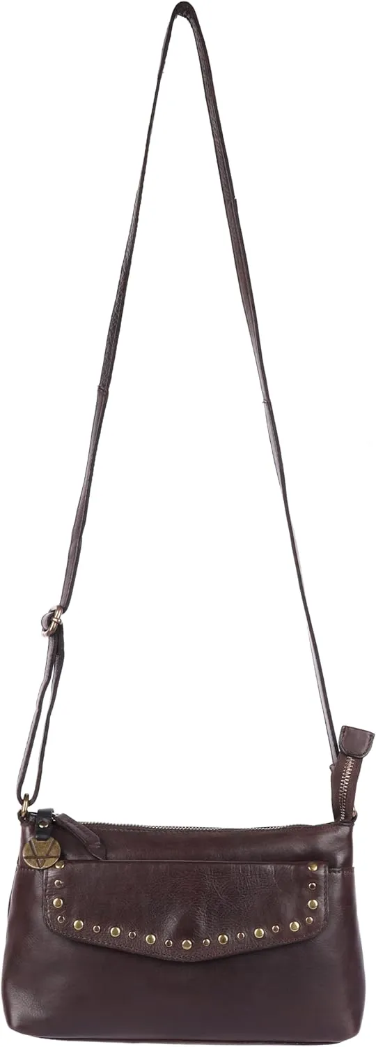 Genuine Italian Leather Boho Studded Crossbody Sling Bag - Stylish, Durable, & Perfect for Everyday Use for women