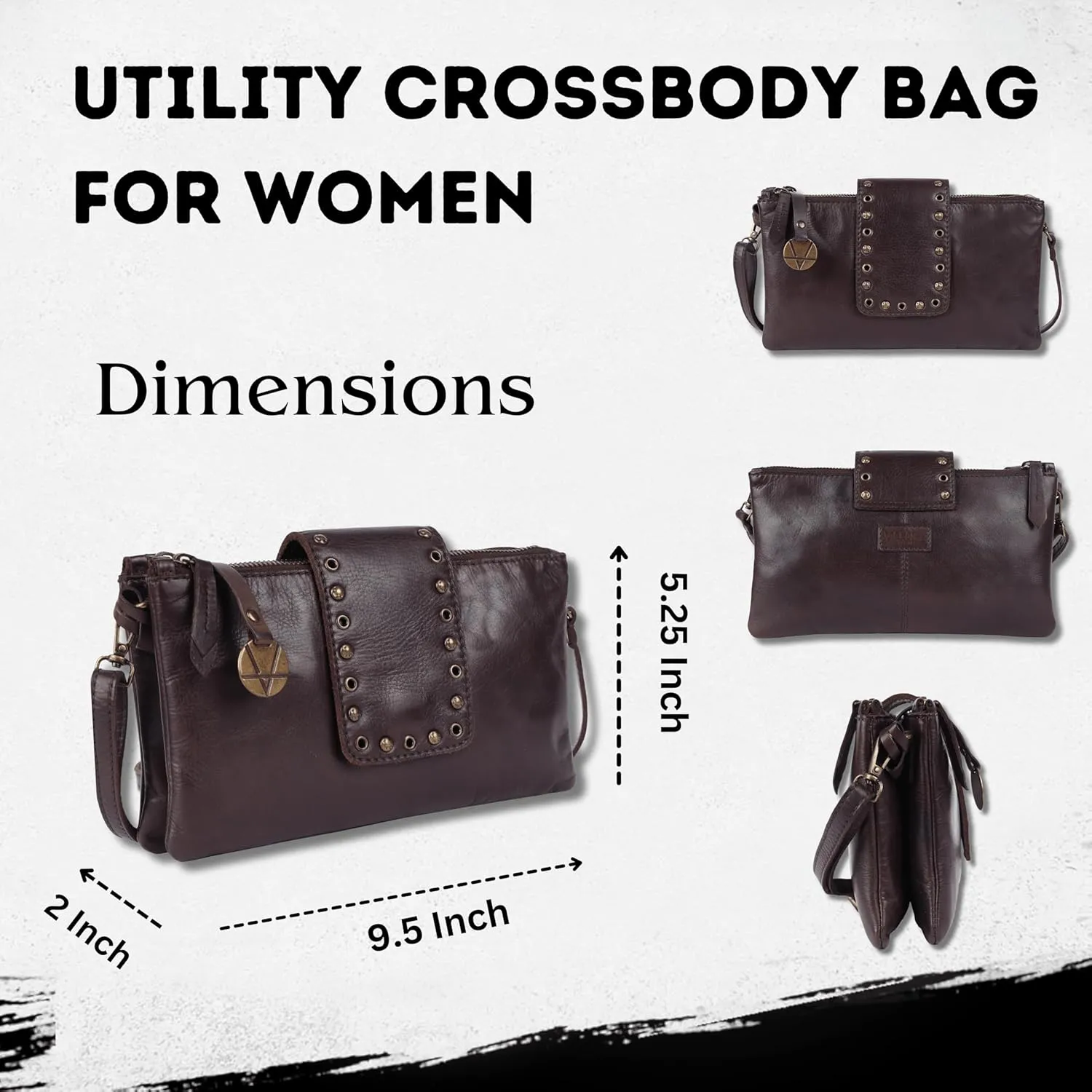Genuine Italian Leather Boho Studded Crossbody Sling Bag - Stylish, Durable, & Perfect for Everyday Use for women