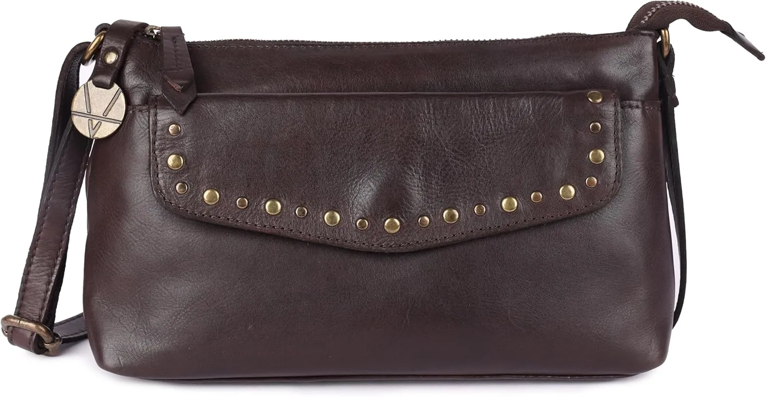 Genuine Italian Leather Boho Studded Crossbody Sling Bag - Stylish, Durable, & Perfect for Everyday Use for women