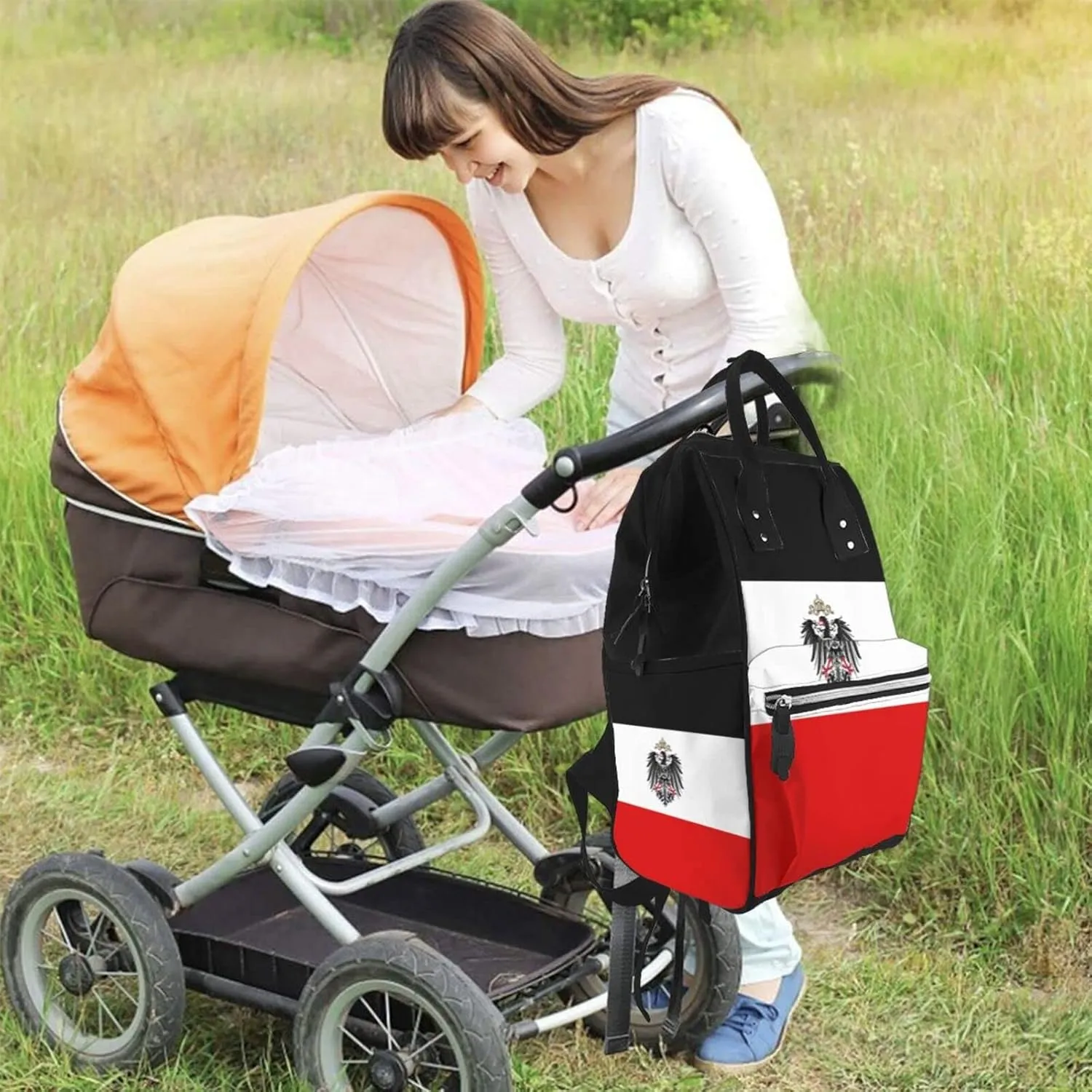 German Empire Flag Large Capacity Mummy Maternity Bag Multifunctional Diaper Backpack 3D Print Travel Backpack