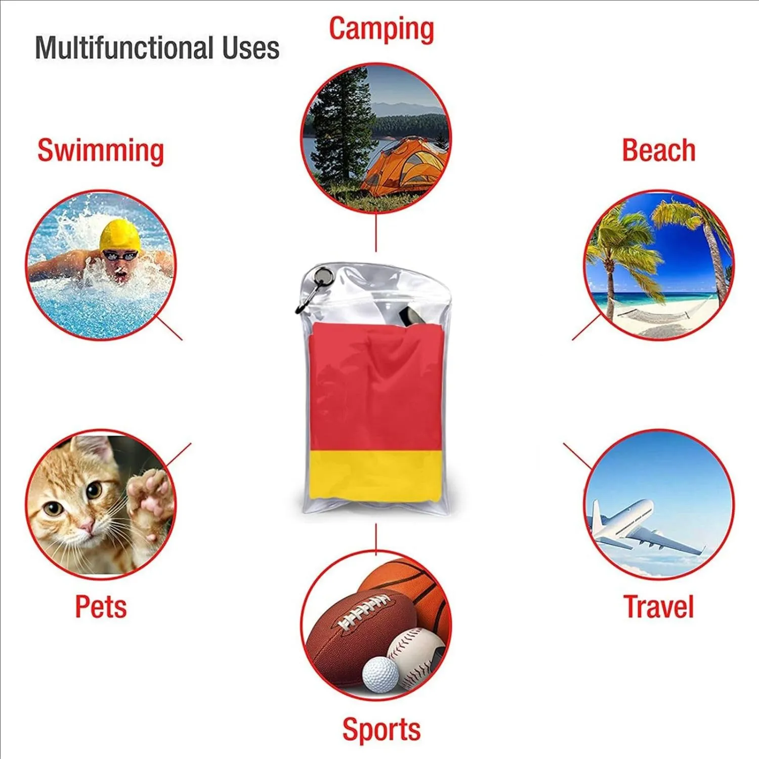 Germany German Flag Beach Towel with Bag for Men Women Quick Dry Sand Free Lightweight Large Oversized 31.5"x63" Microfiber Towels Absorbent Compact for Swimming Pool Camping Vacation