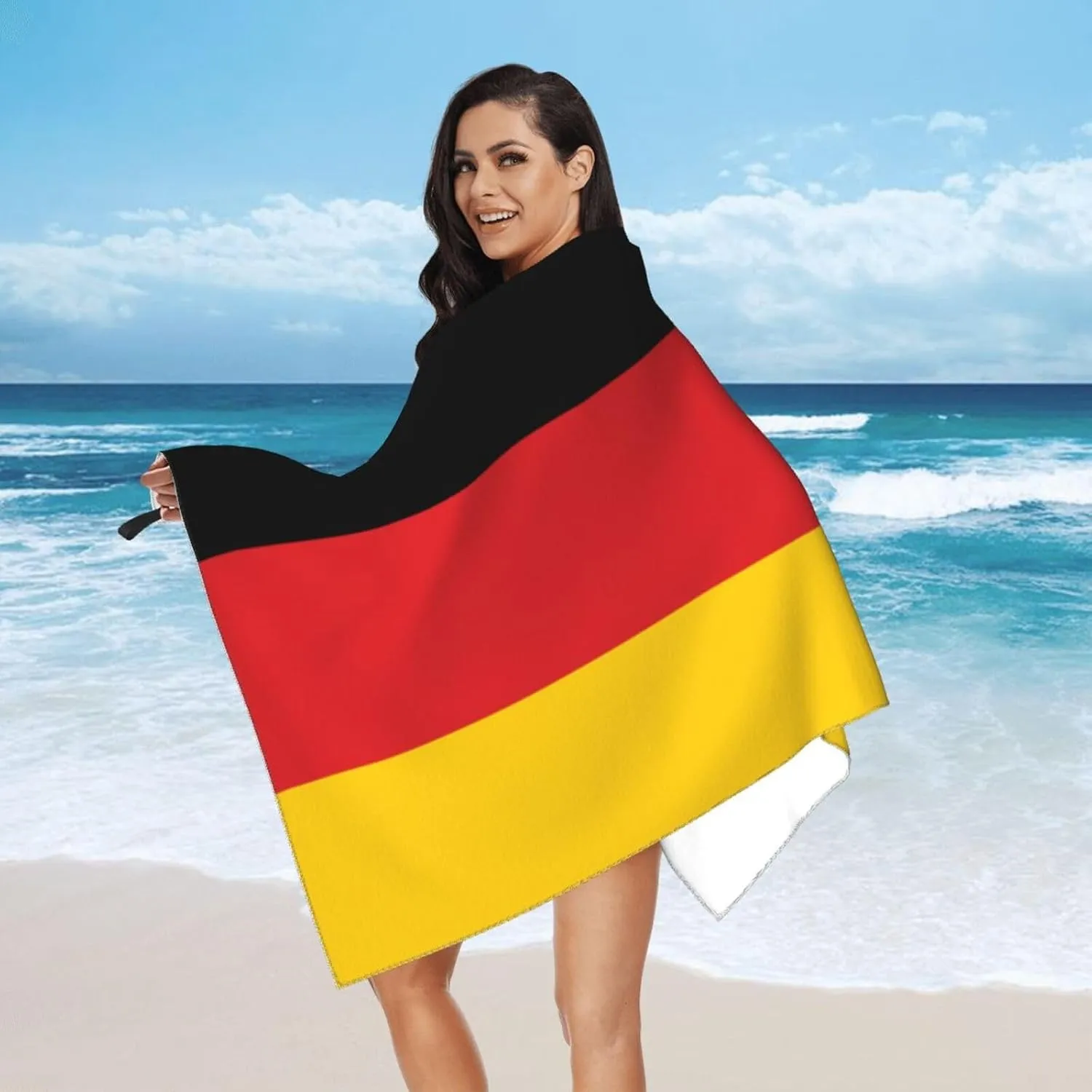Germany German Flag Beach Towel with Bag for Men Women Quick Dry Sand Free Lightweight Large Oversized 31.5"x63" Microfiber Towels Absorbent Compact for Swimming Pool Camping Vacation