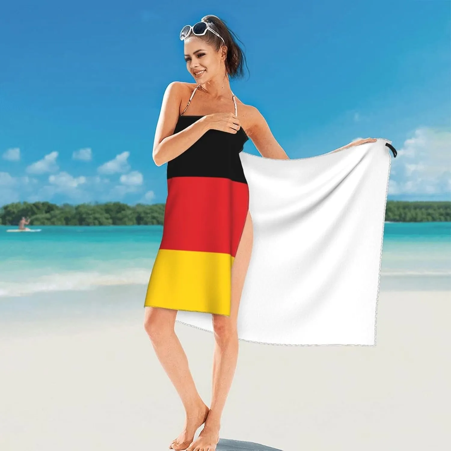 Germany German Flag Beach Towel with Bag for Men Women Quick Dry Sand Free Lightweight Large Oversized 31.5"x63" Microfiber Towels Absorbent Compact for Swimming Pool Camping Vacation