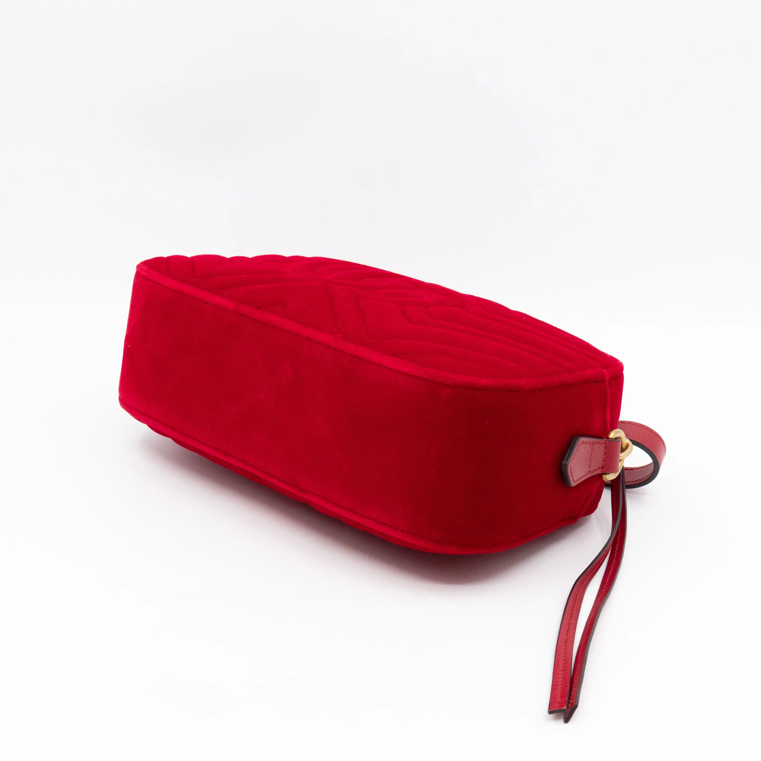 GG Marmont Small Camera Bag Red Velvet Aged Gold