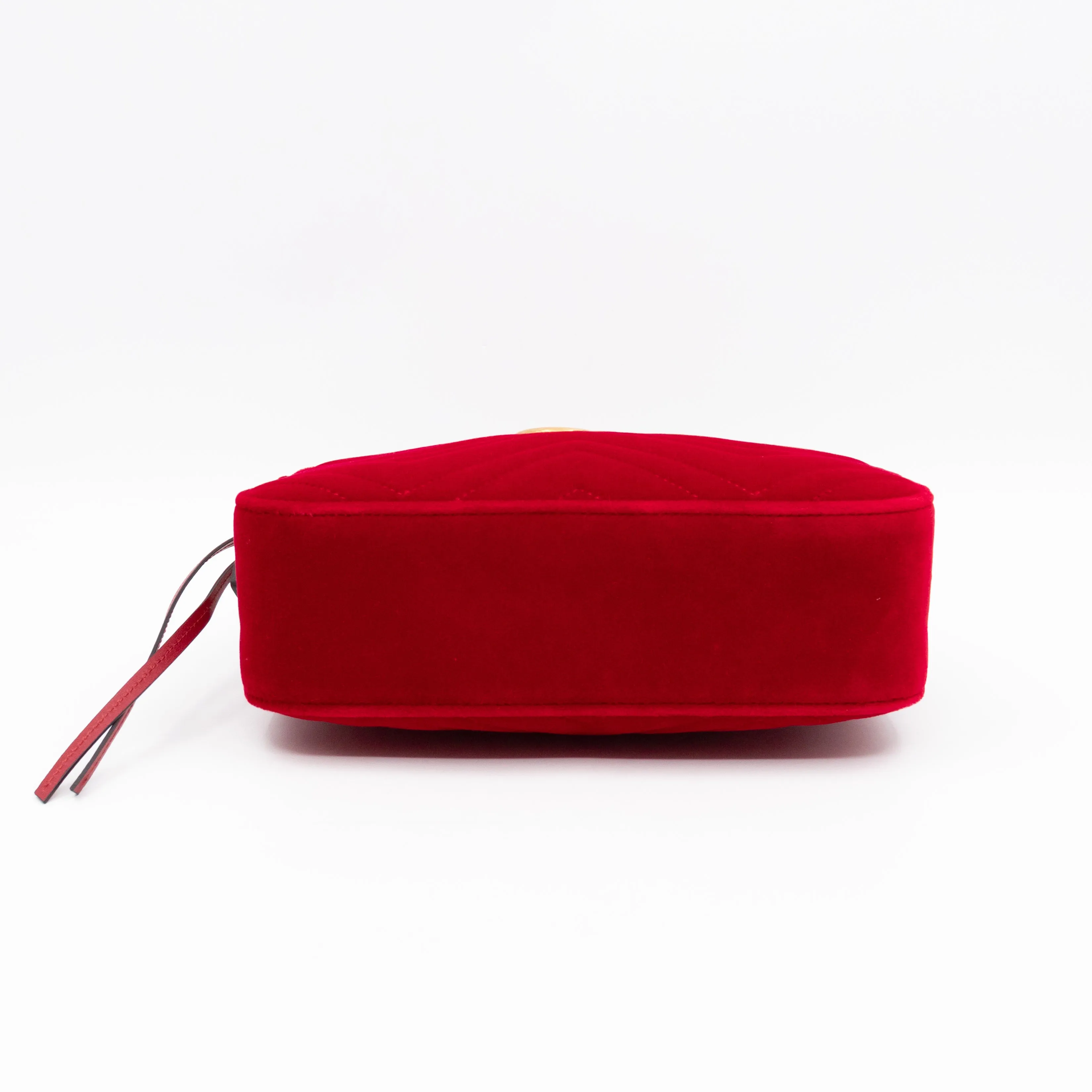 GG Marmont Small Camera Bag Red Velvet Aged Gold