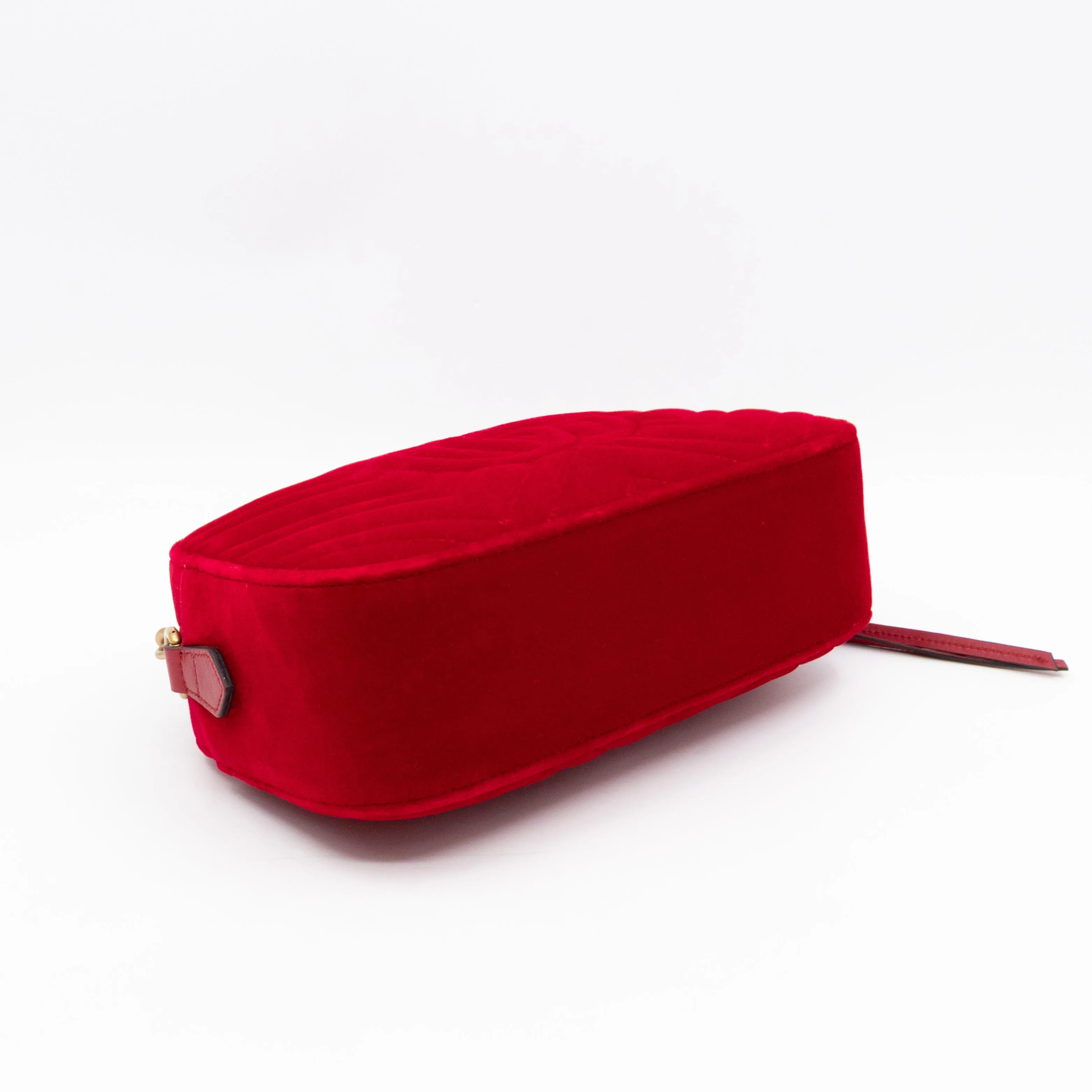 GG Marmont Small Camera Bag Red Velvet Aged Gold