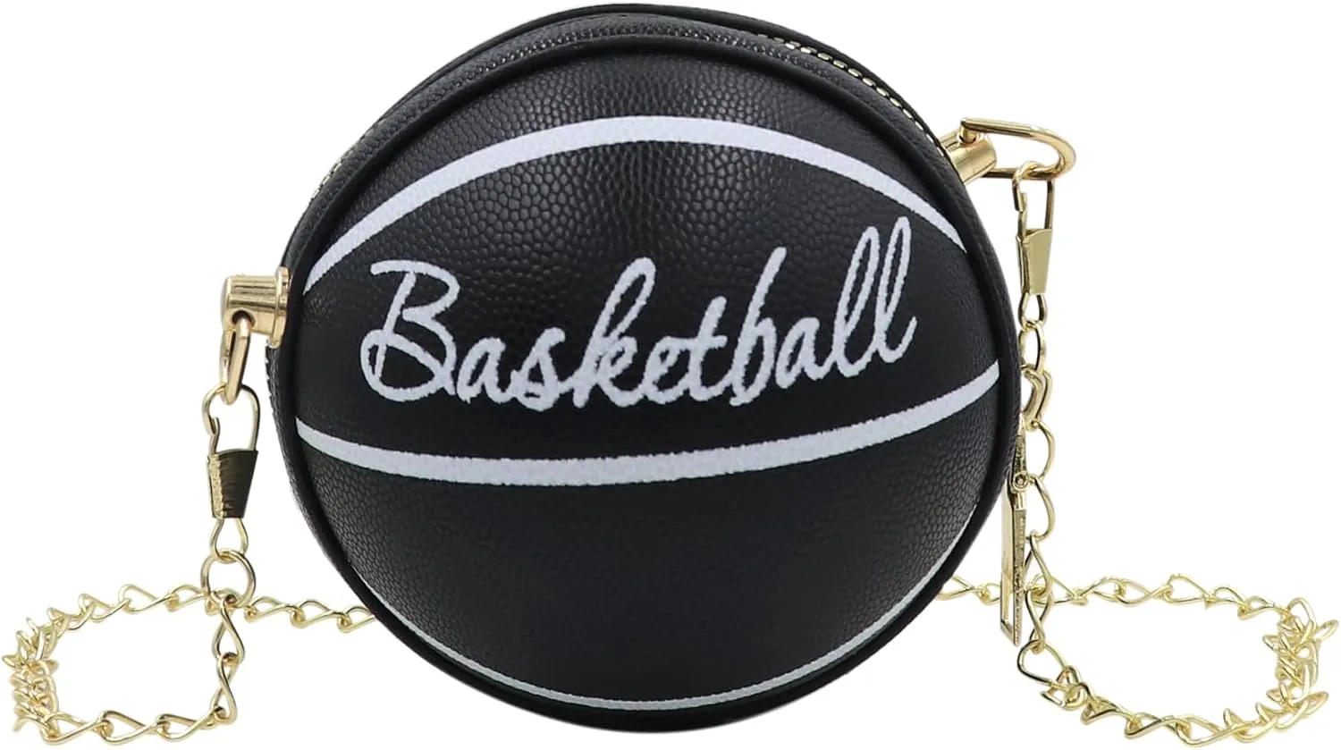 Girls Basketball Letter Crossbody Purse, Mini Round Ball Crossbody Purse, Shoulder Bag for Girls, Black, 3.9 inches