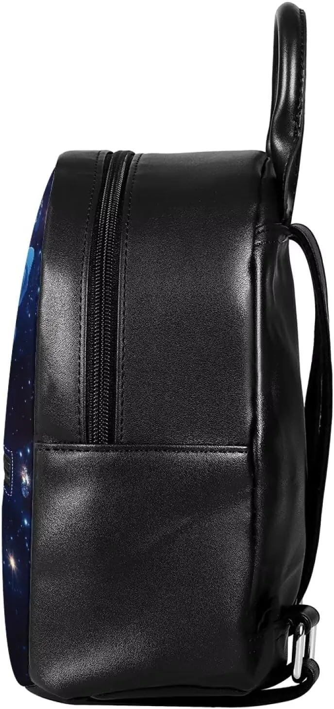 Girls Mini Backpack Casual Backpack Purse for Women PU Leather Daypack Kids Schoolbag with Zipper and Adjustable Straps Travel Shoulder Bag, Blue Rose Butterfly Print
