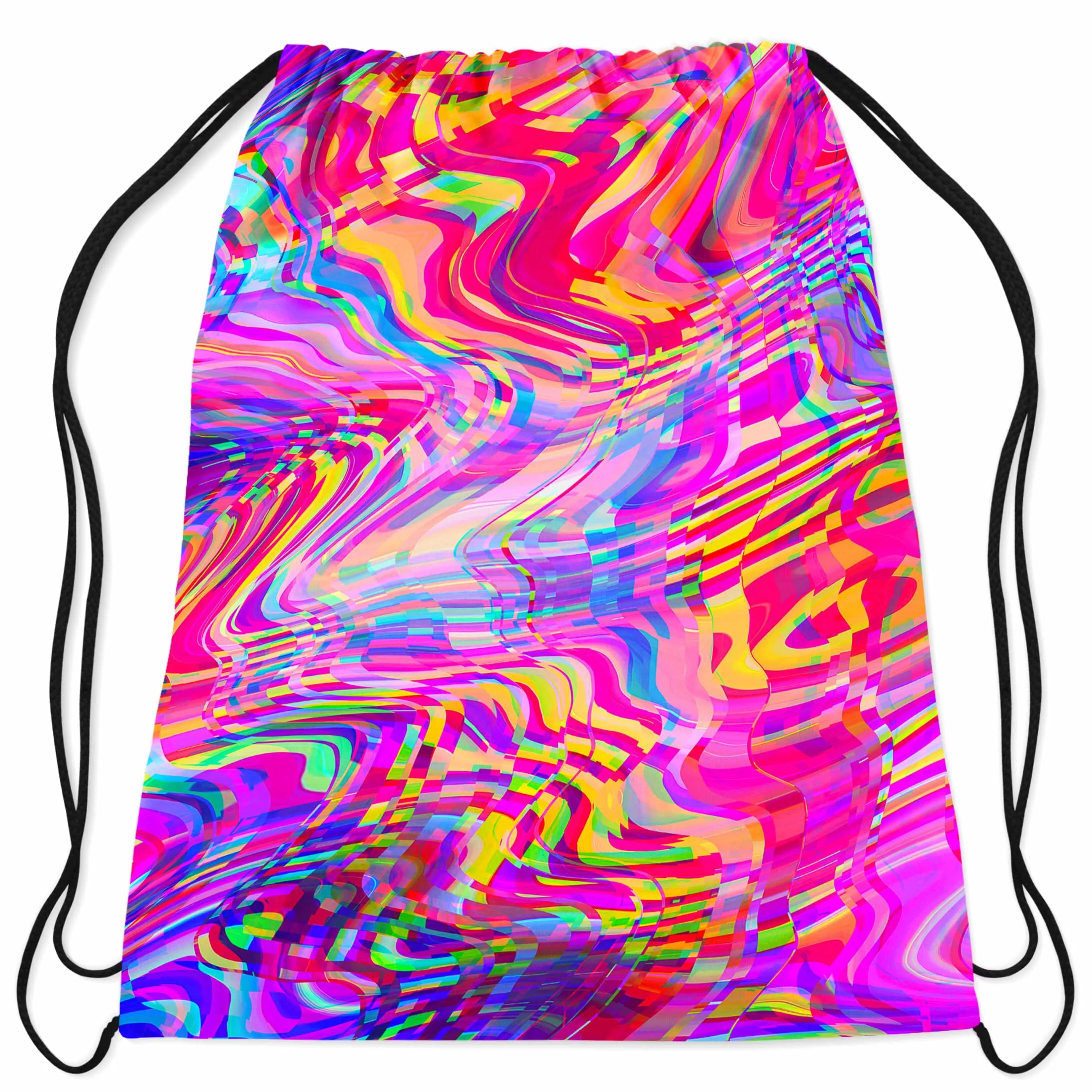 Glitch Waves Drawstring Bag