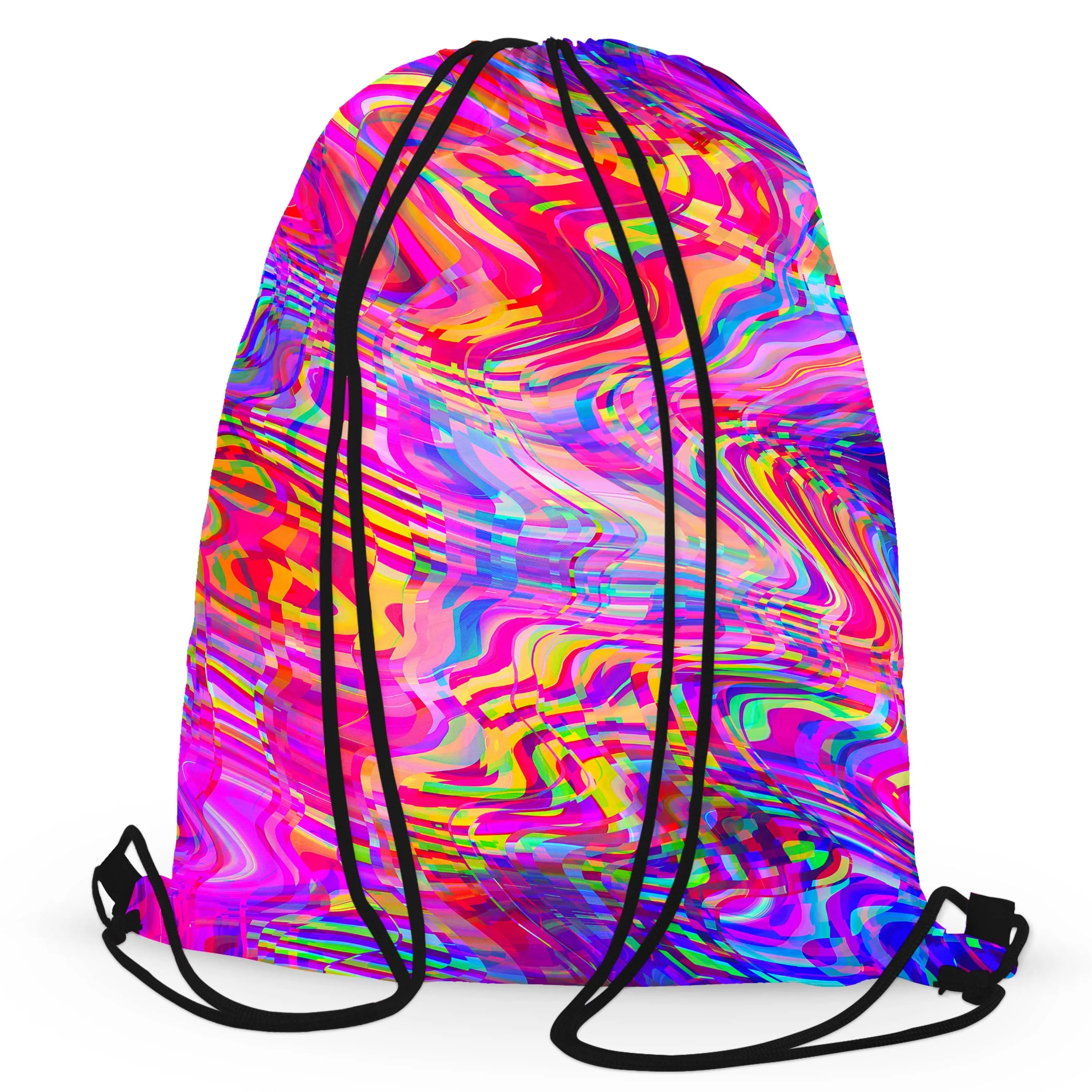 Glitch Waves Drawstring Bag