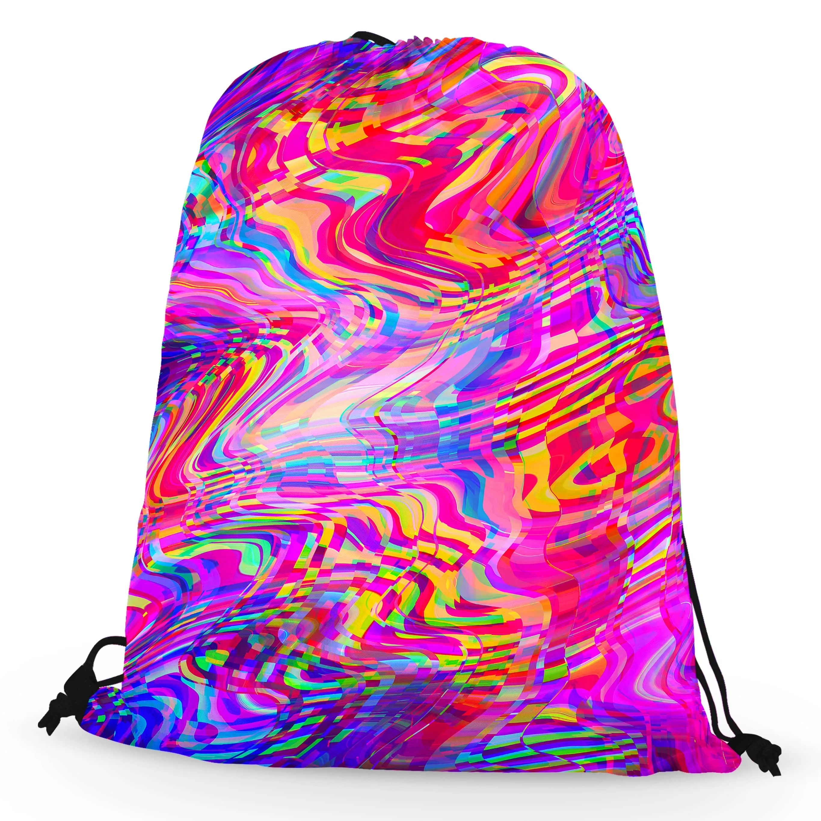 Glitch Waves Drawstring Bag