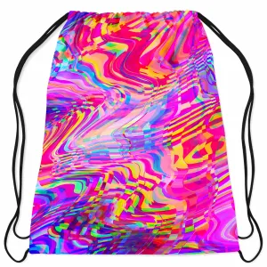 Glitch Waves Drawstring Bag
