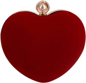 Goclothod Women Heart Shape Clutch Purse Velvet Shoulder Bag Evening Handbags