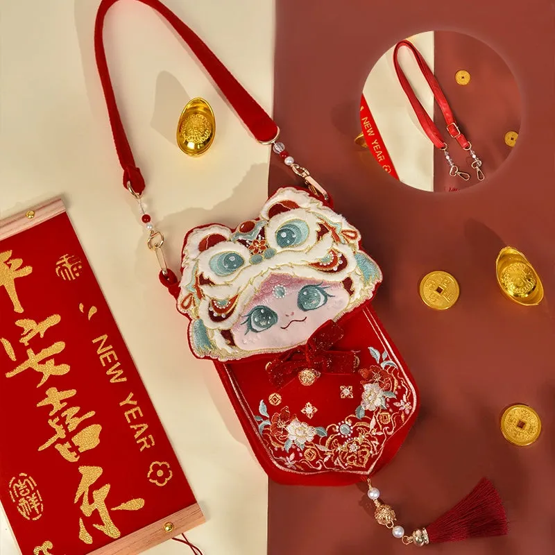 Golden Snake Hanfu Embroidery Phone Bag for Women