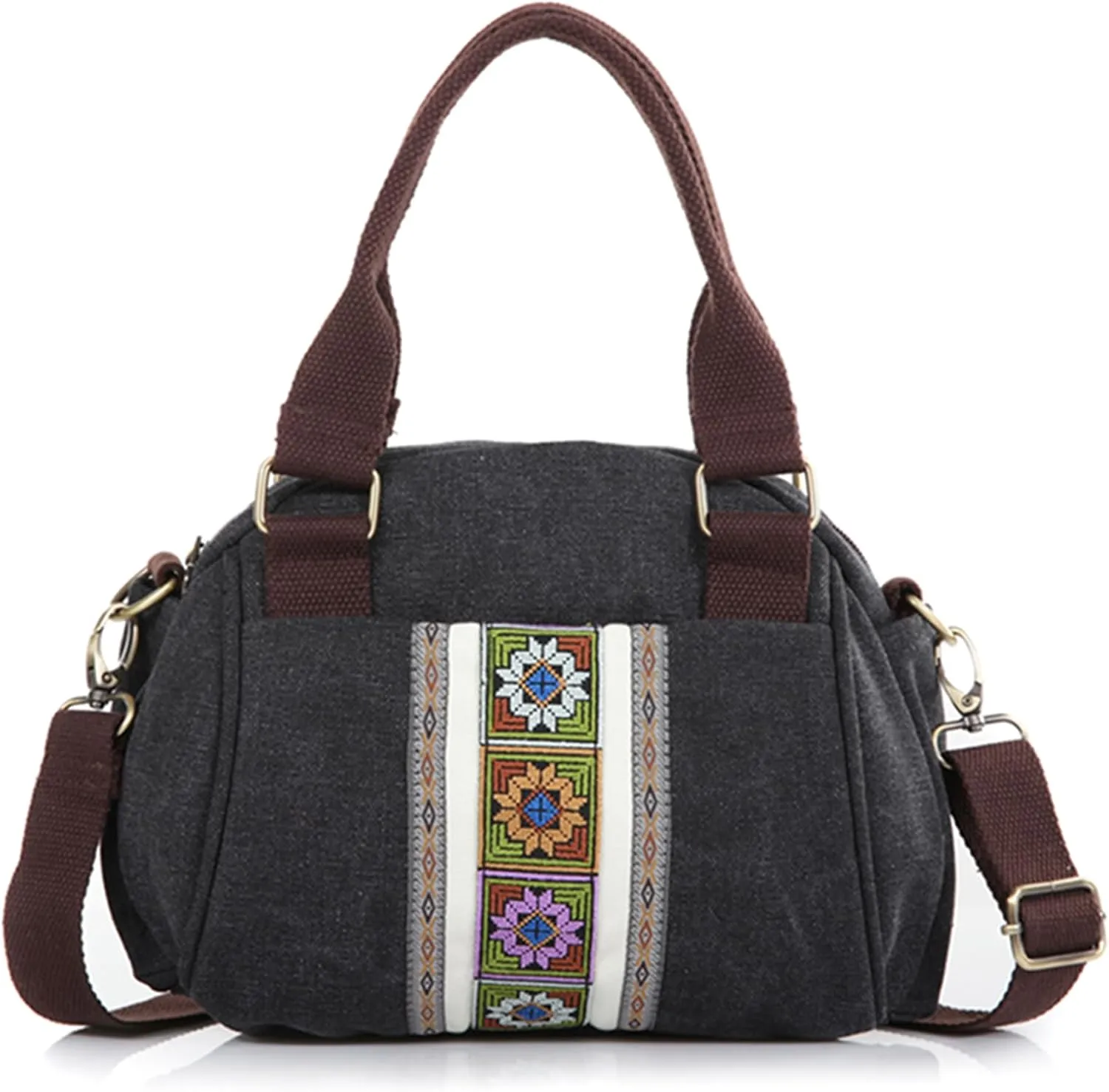 Goodhan Embroidery Canvas Crossbody Bag Cell phone Pouch Coin Purse for Women