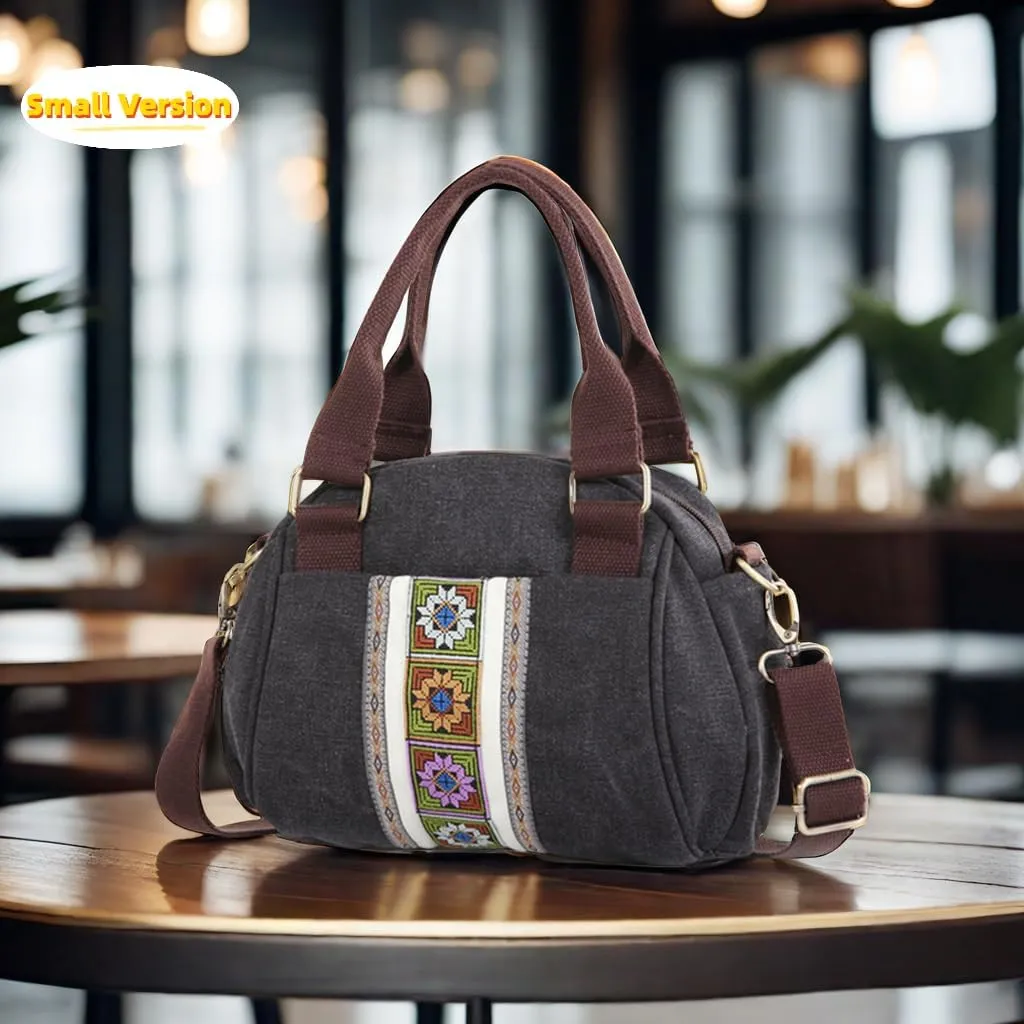 Goodhan Embroidery Canvas Crossbody Bag Cell phone Pouch Coin Purse for Women
