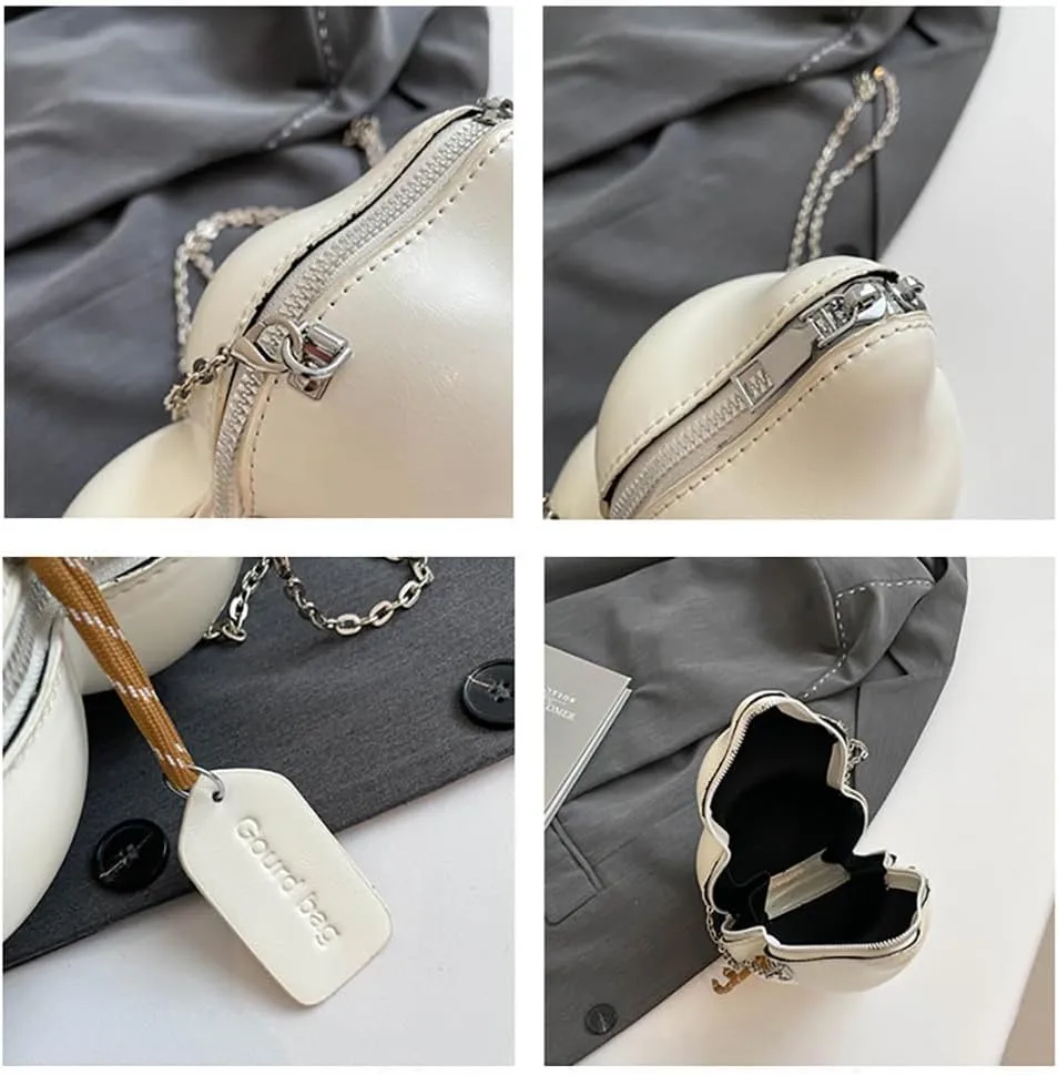 Gourd Shaped Water Bottle Crossbody Bag, PU Leather Novelty Funny Unique Chain Handbag Purse with Adjustable Shoulder Strap