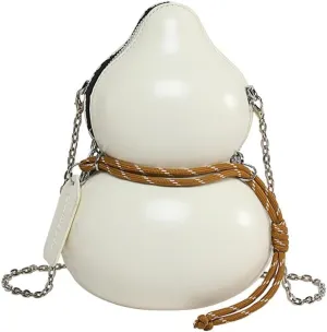 Gourd Shaped Water Bottle Crossbody Bag, PU Leather Novelty Funny Unique Chain Handbag Purse with Adjustable Shoulder Strap