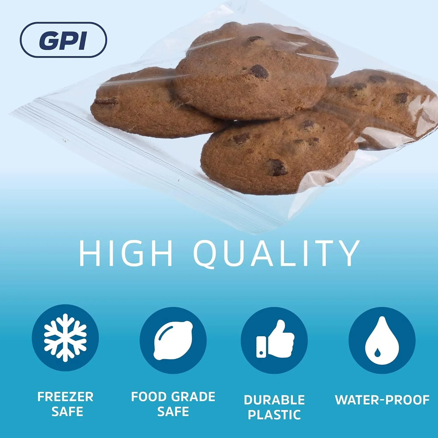 GPI - PACK of 500 5" x 5" CLEAR PLASTIC RECLOSABLE ZIP BAGS - Bulk 2 mil Thick Strong & Durable Poly Baggies with Resealable Zip Top Lock for Travel, Storage, Packaging & Shipping.
