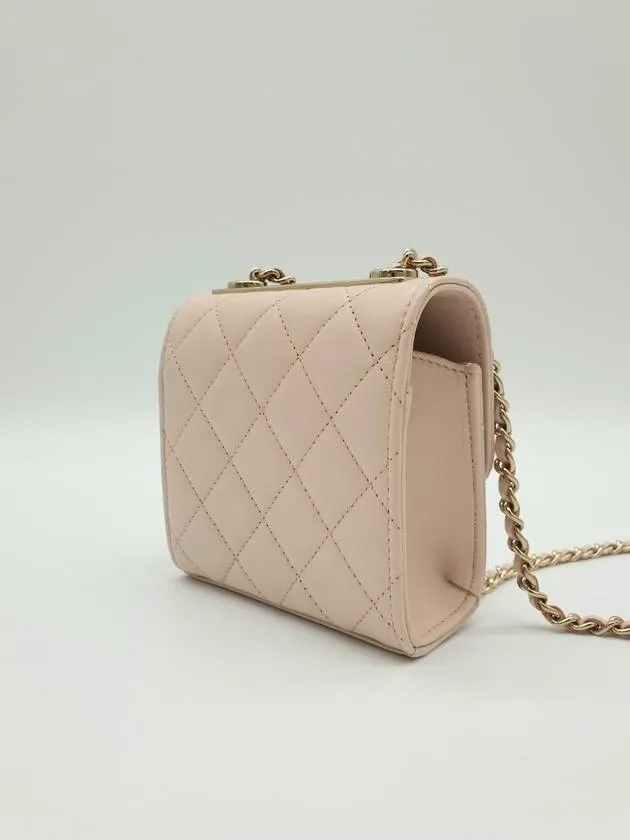 Great discounts Logo Cross Mini Chanel Pink Beige CC Long-term Leather Chain Bag