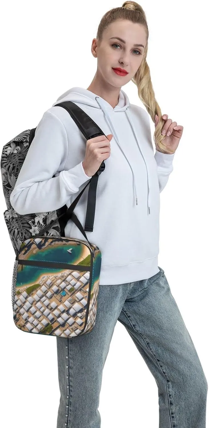 Greek Architecture Printed Patterns Lunch Bag Insulated Lunch Tote For Women And Men'S Office Work Travel Picnic