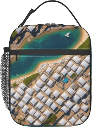 Greek Architecture Printed Patterns Lunch Bag Insulated Lunch Tote For Women And Men'S Office Work Travel Picnic