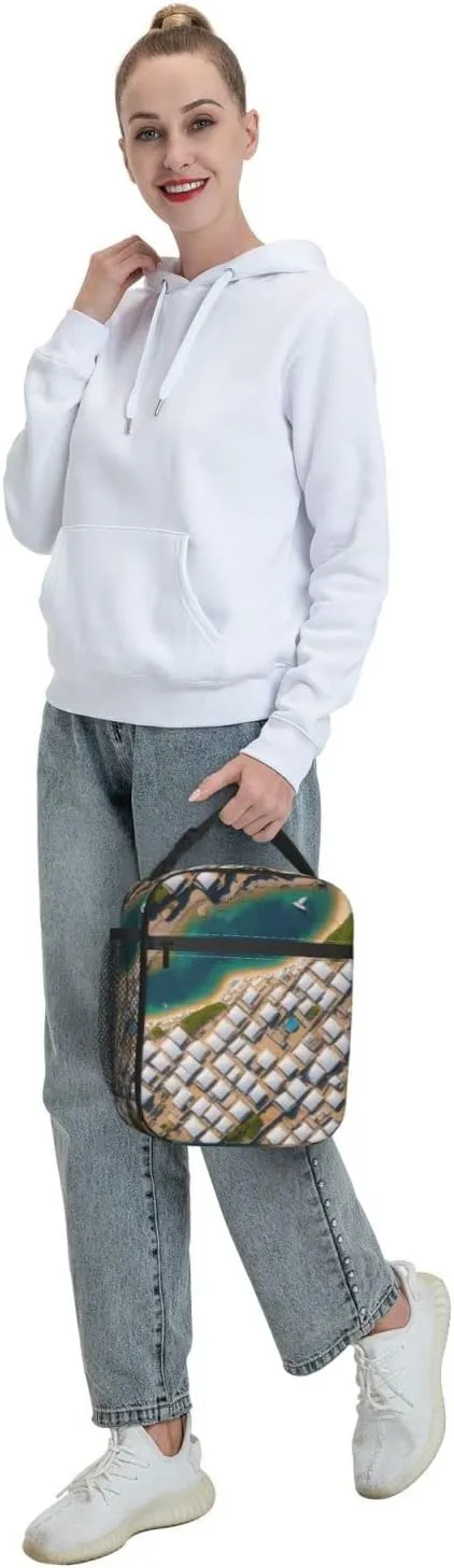Greek Architecture Printed Patterns Lunch Bag Insulated Lunch Tote For Women And Men'S Office Work Travel Picnic
